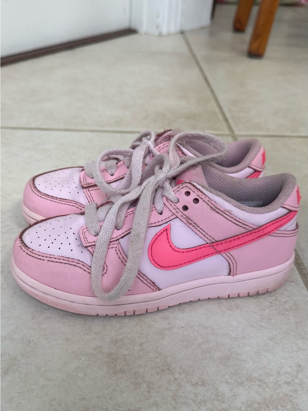 Nike Pink and Hot Pink Low-Top Kids Sneakers
